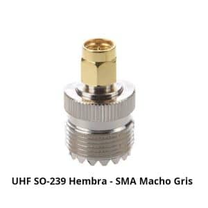 Adaptador Tipo UHF SO-239 Hembra - SMA Macho Gris